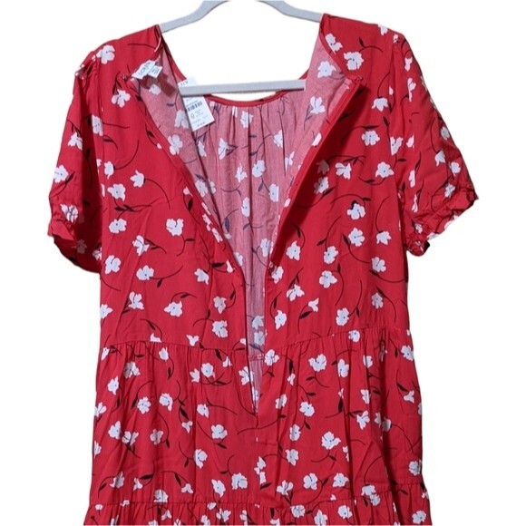 J. Crew Factory Floral puff-sleeve tiered midi dress size BF865 size XL - Picture 9 of 11